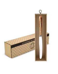 Нож столовый медный кованый в коробке Кольчугинский мельхиор
