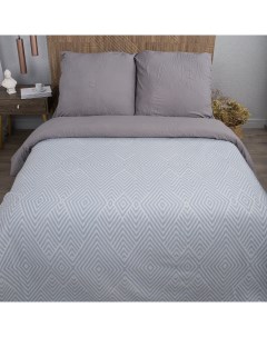Плед для дивана на кровать флисовый теплый 130х170 Геометрия голубой Отк