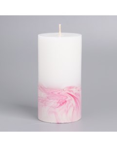 Свеча на бетоне 5х10 см бело розовая Богатство аромата