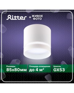 Светильник спот Arton накладной 85х80 мм алюминий GX53 белый Ritter
