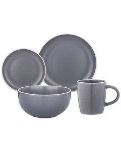 Набор столовой посуды на 4 персоны 16 предметов серый Pandora 577 174a Lefard