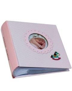 Фотоальбом Спящая малышка розовый с кармашками на 300 фото 10х15 см Veldco