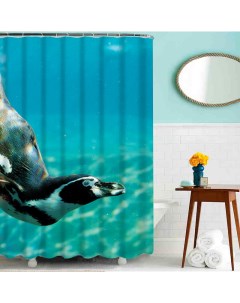 Шторка для ванной комнаты 180x200 из водонепроницаемой ткани Пингвин в море MZ 135 Melodia della vita