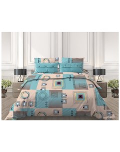 Комплект постельного белья 1 5 спальный с 1 нав 70х70 Графика бирюзовый Galtex