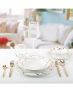 Набор Столовой Посуды Elegant из фарфора 24 пр Orlena Белый Arya