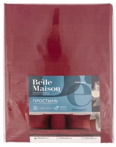 Пододеяльник Belle Maison Palermo двуспальный страйп сатин 180x215 см бордовый Nobrand