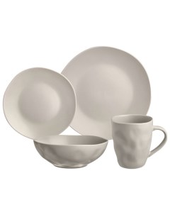 Набор посуды обеденный на 4 персоны SHADOW 16 предметов керамика бежевый Bronco