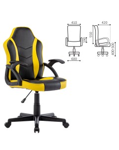 Кресло компьютерное BRABIX Shark GM 203 экокожа черное желтое 532514 Nobrand