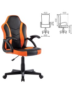 Кресло компьютерное BRABIX Shark GM 203 экокожа черное оранжевое 532513 Nobrand