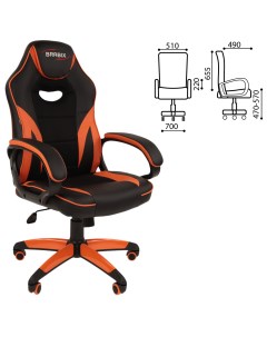 Кресло компьютерное BRABIX Accent GM 161 TW экокожа черное оранжевое 532577 7083505 Nobrand