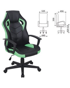 Кресло компьютерное BRABIX Fighter GM 008 экокожа черное зеленое 532508 Nobrand