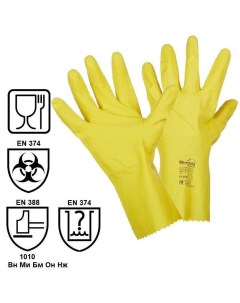 Перчатки защитные латексные Блеск х б напыление размер 9 9 5 L желтые 12 Manipula