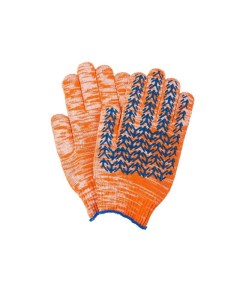 Перчатки защитные хлопковые с пвх покрытием Елочка 6 нитей 10 класс размер 9 L оранж Ооо дельта