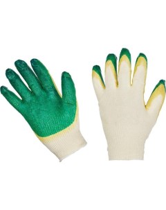 Перчатки защитные хлопковые с двойным латексным покрытием бело зеленые 1 пара Ооо дельта