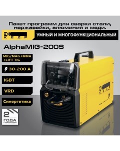 Сварочный инверторный полуавтомат AlphaMIG 200S 220В 30 200А 8009680 Кедр