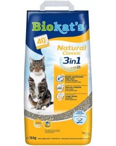 Комкующийся наполнитель для кошек Natural 3 in 1 бентонитовый 10 кг Biokat's