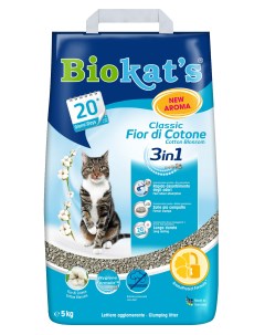 Комкующийся наполнитель для кошек Classic 3 in 1 бентонитовый хлопок 5 кг 5 л Biokat's
