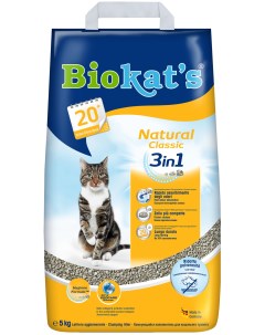Комкующийся наполнитель для кошек Natural 3 in 1 бентонитовый 5 кг 5 л Biokat's