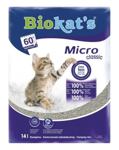 Комкующийся наполнитель для кошек Micro Classic бентонитовый 13 3 кг 14 л Biokat's