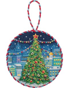 Набор для вышивания IG 7435 Новогодняя игрушка Городская елка 8 5 х 8 5 см Panna