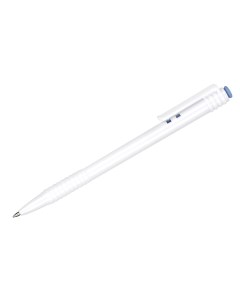 Ручка шариковая автоматическая синяя 0 7мм белый корпус 50шт Стамм