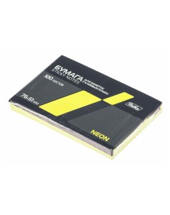 Бумага для заметок Neon желтая 76 х 51 мм 100 листов Hatber