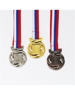 Медаль призовая 192 диам 4 см 2 место цвет сер с лентой Командор