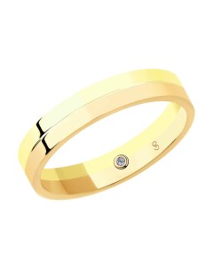 Обручальное кольцо из комбинированного золота с бриллиантом comfort fit Sokolov