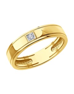 Обручальное кольцо из желтого золота с бриллиантом Sokolov