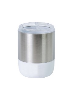Стакан для ванных принадлежностей Lima XL белый с серебряным 9х9х12 см Primanova