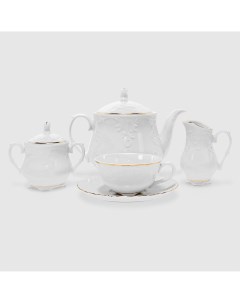Чайный сервиз Rococo белый с золотой окантовкой из 15 предметов Cmielow