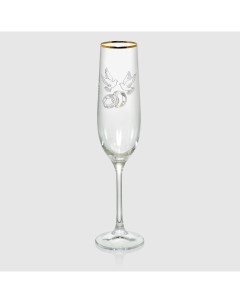 Набор бокалов для шампанского Виола 190мл 2шт отводка золото Bohemia crystall