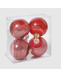 Набор елочных шаров красный с золотым 4шт Unique treasures