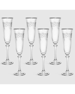 Набор рюмок для шампанского ASIO декор Панто затирка платина отводка платина 190 мл 6 шт Crystalite bohemia