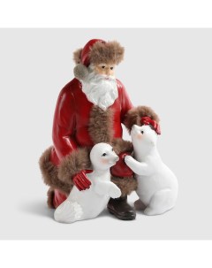 Фигура декоративная Дед Мороз со зверями 15х20 см Teammann