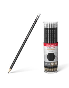 Чернографитный шестигранный карандаш Jet Black 101 HB с ластиком Erich krause
