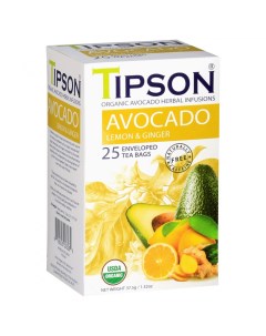 Чай органический Авокадо имбирь с лимоном 25 пакетиков Tipson