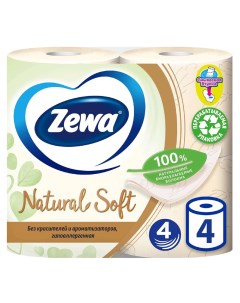 Туалетная бумага Natural Soft четырехслойная 4 шт Zewa