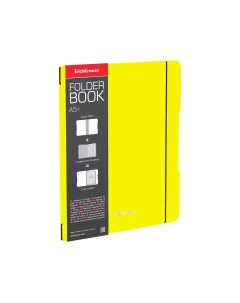 Тетрадь общая ученическая в съемной пластиковой обложке FolderBook Neon желтый в клетку А5 48 листов Erich krause
