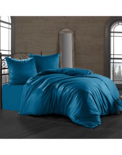Комплект постельного белья синий Семейный дуэт Bahar