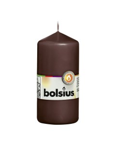 Свеча столбик 12x6 см коричневая Bolsius