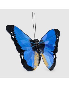 Украшение новогоднее бабочка голубой 12 14 см Shishi ny