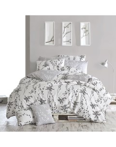 Комплект постельного белья Blumen белый с чёрным Семейный дуэт Bahar