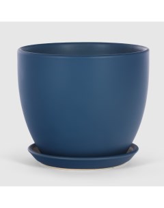 Кашпо керамическое для цветов 18x16см синий матовый Shine pots