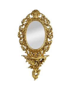 Зеркало настенное с полочкой золото 18х9х35 см Гласар