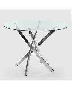 Стол обеденный прозрачный с серебряным 100х100х72 см T754 Langfang romance