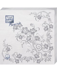 Салфетки бумажные серебряный цветок 40х40 3сл 20л Home collect premium