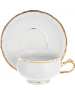 Чашка с блюдцем Белоснежный тюльпан золотые держатели Thun