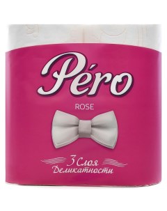Туалетная бумага Rose 3 слойная 4 рулона белая Péro