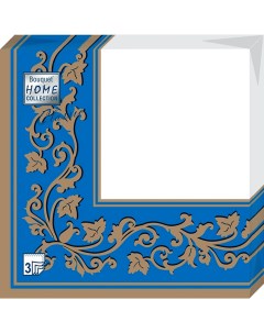 Салфетки бумажные золотые узоры на синем фоне 3сл 20л Home collect classic